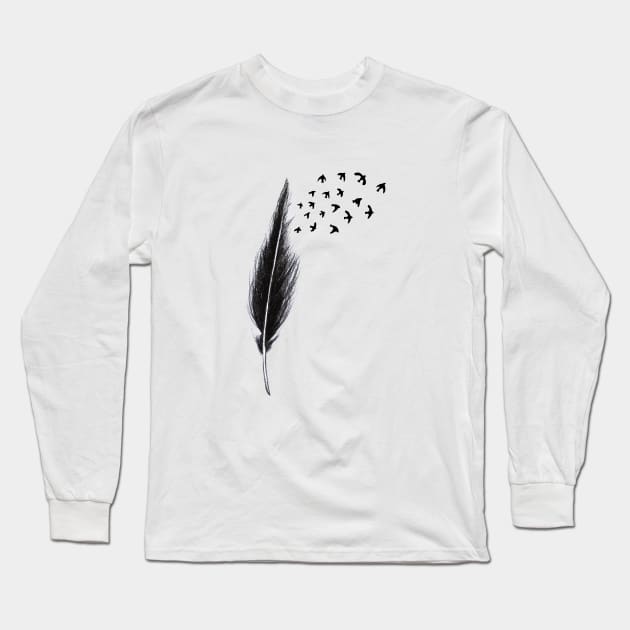 Feather and birds Long Sleeve T-Shirt by DarkoRikalo86